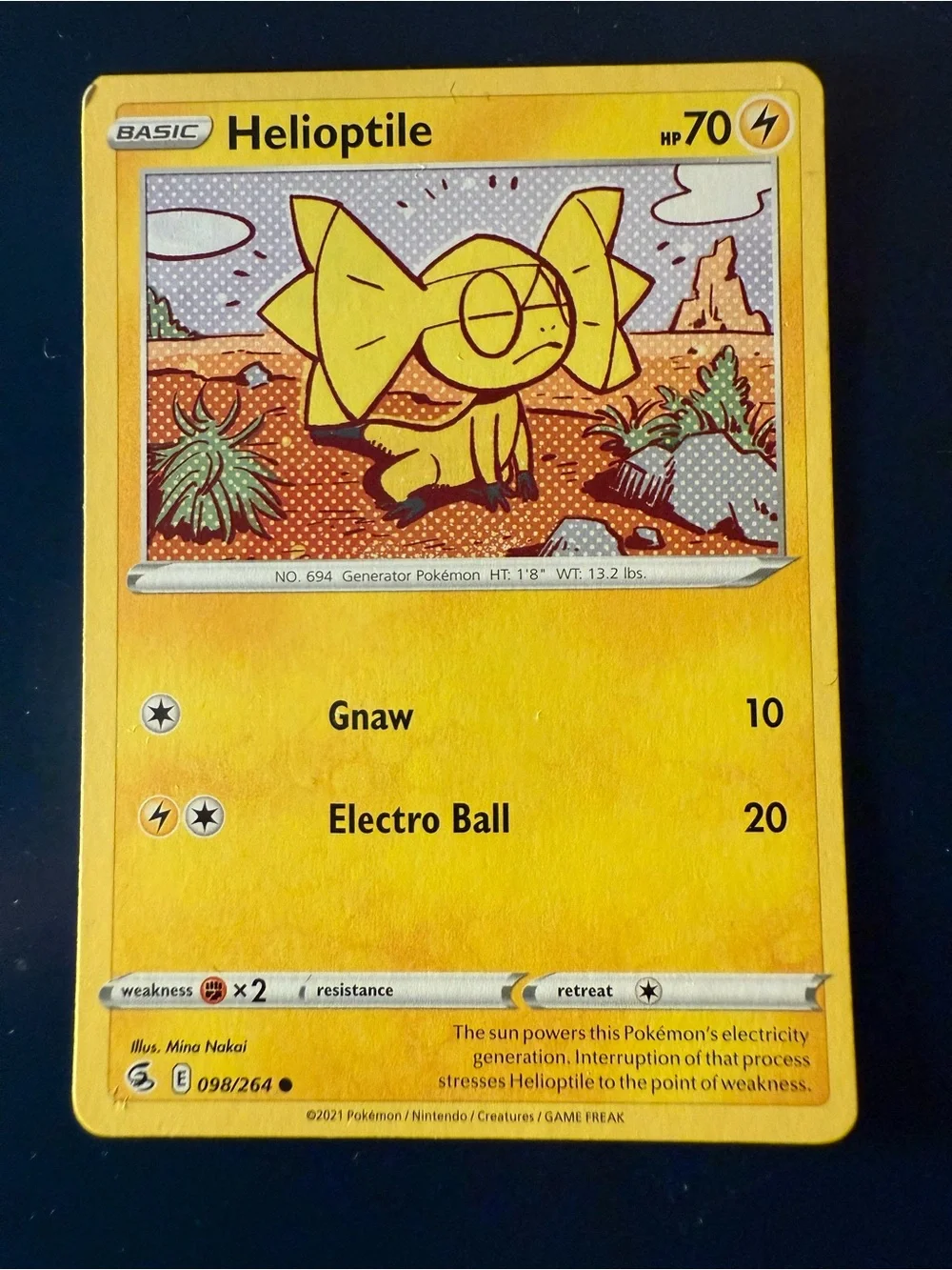 Helioptile Pokémon Card - Yellow Lightning Basic